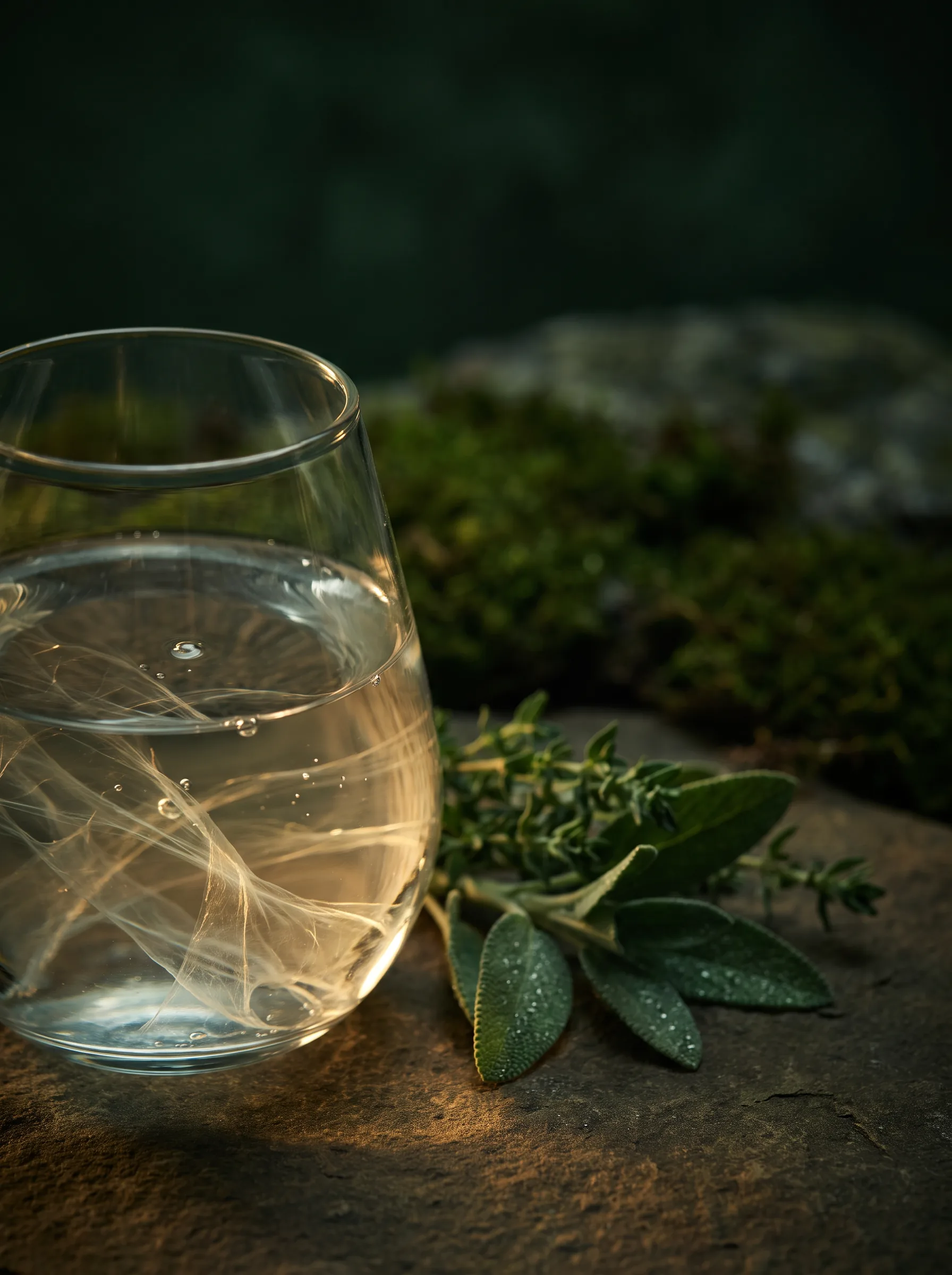 Glas mit feinen durchscheinenden Fäden als Bildmetapher für die Darmbarriere