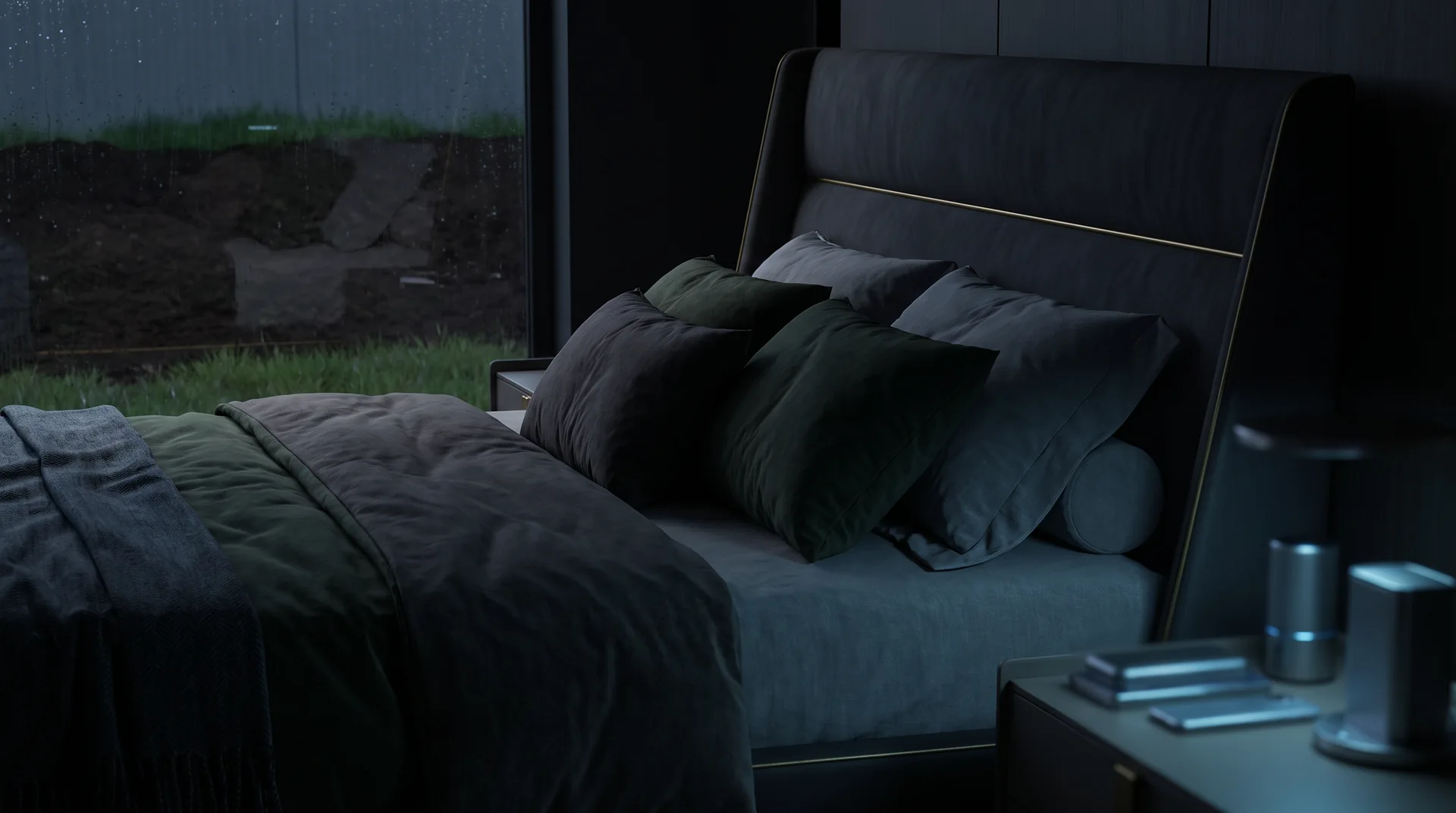 Komfortables modernes Bett als Bild für die Komfort-Illusion
